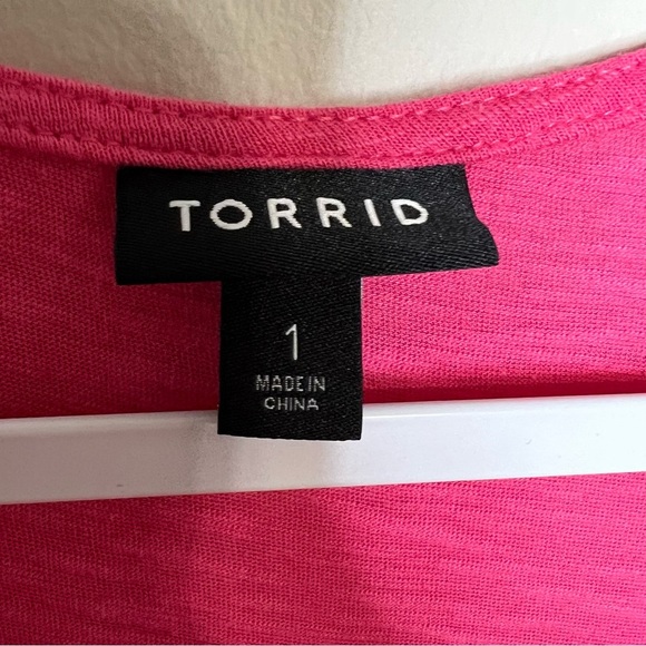 Torrid Pink Cotton Modal Surplice Faux Wrap Top size 1X - Picture 4 of 7